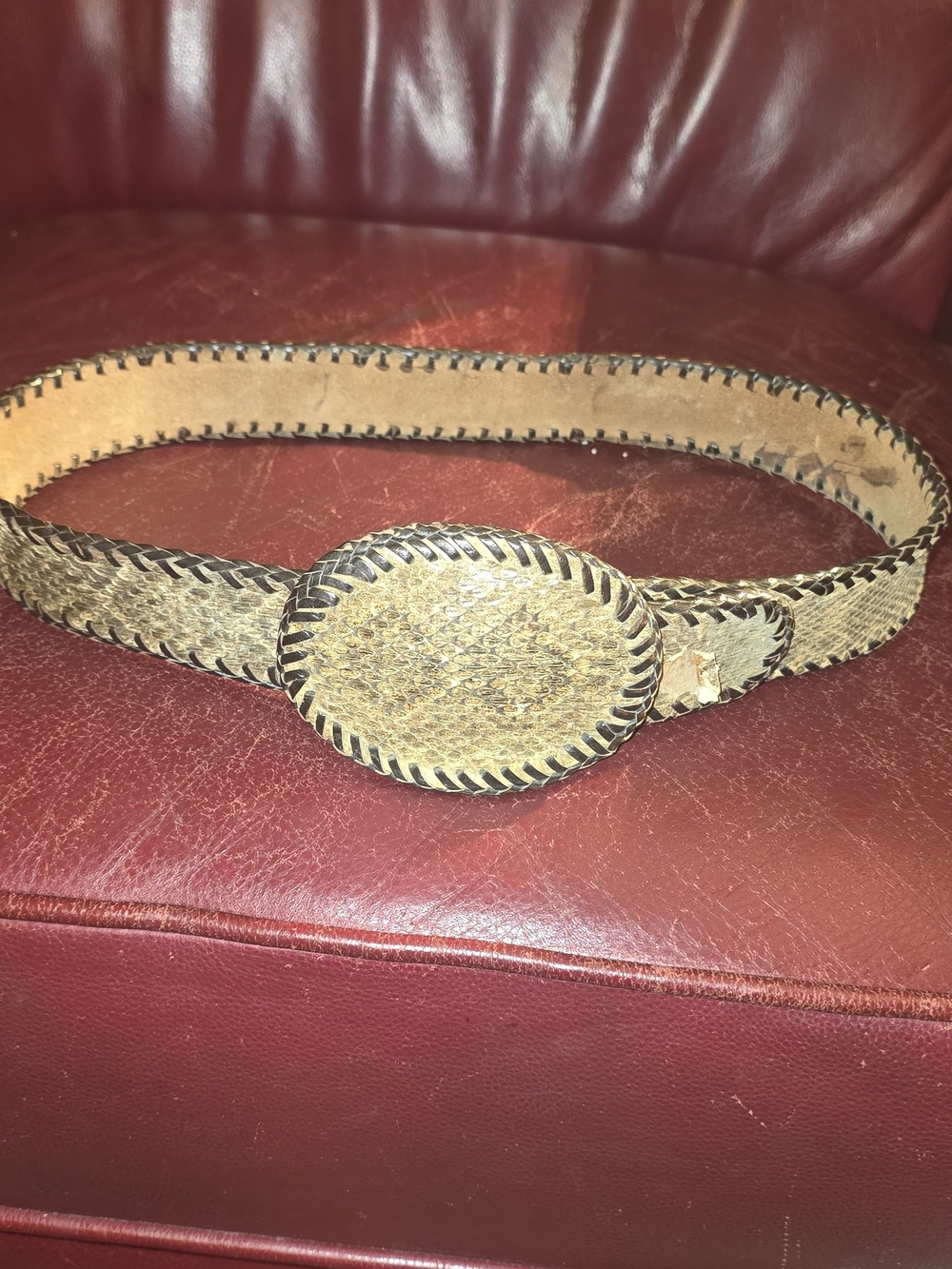 Vintage Genuine Snakeskin Western Belt | Fits 32" to 39"